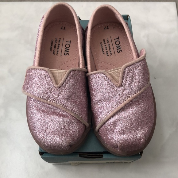 Toms Classic Ballet Pink Glitter - Picture 2 of 7